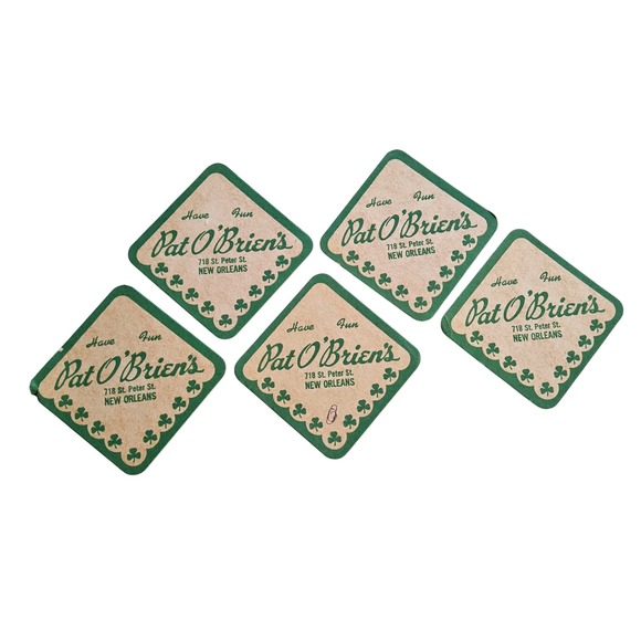 Pat O'Brien's New Orleans Coasters Shamrock Bar Souvenir Set of 5 Paper - Picture 1 of 3